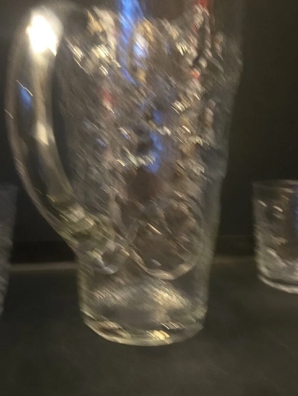 Williams Sonoma Clear Embossed Glass Juice Pitcher with 4 Matching Tumblers